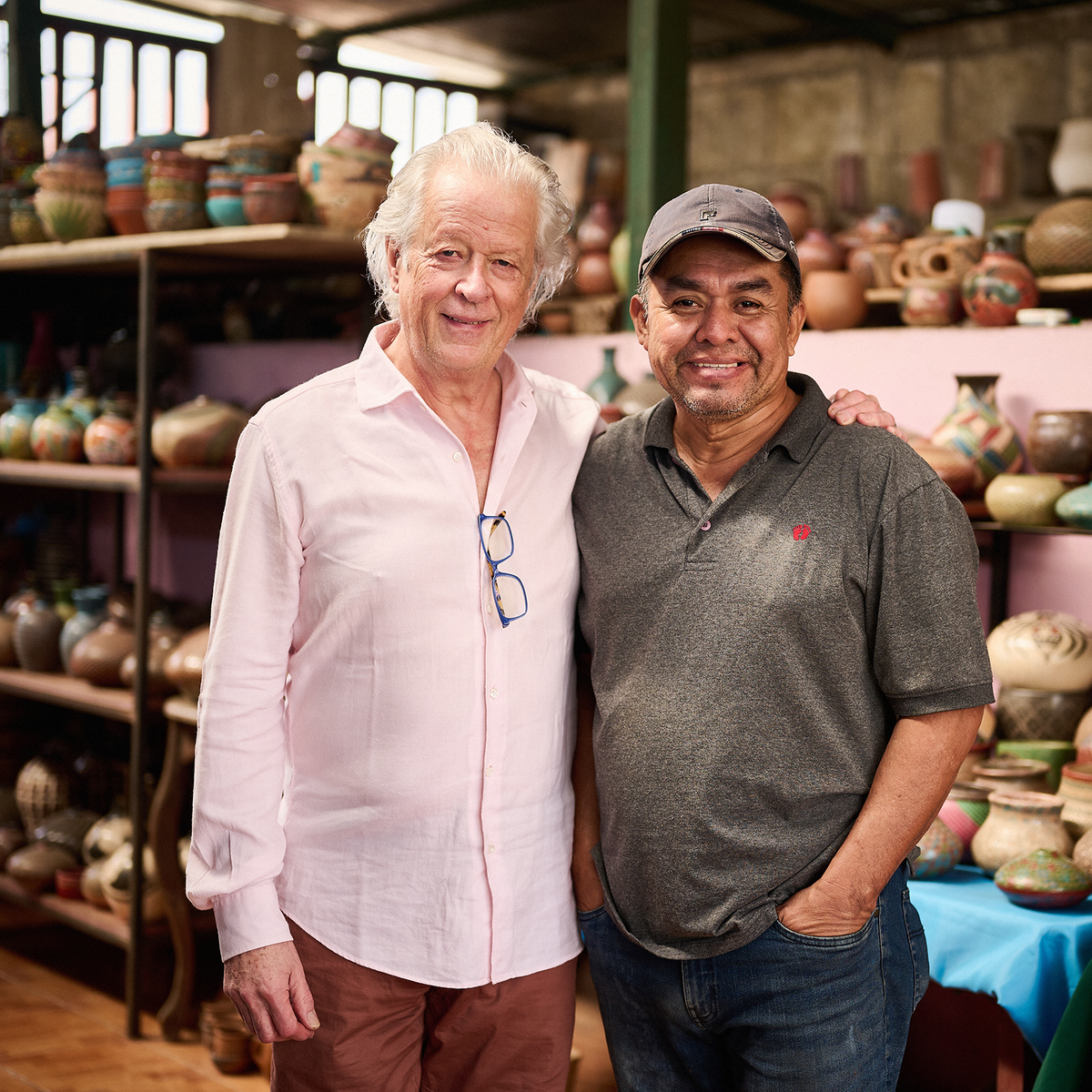 Randle Siddeley with one of the Nicaraguan artisans in the pottery workshop